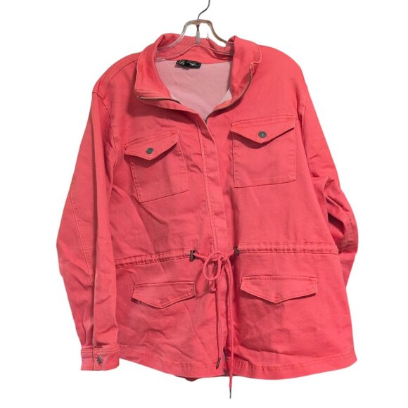 DG2 by Diane Gilman Jackets & Blazers - DG2 Diane Gilman Virtual Stretch Denim Zip Jacket with Pockets in Pink Tie waist